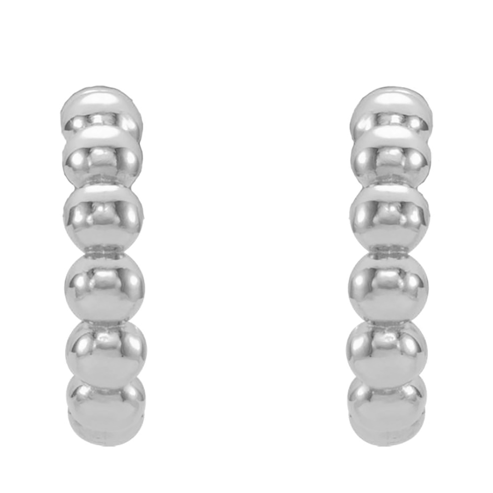 Beaded J Hoop Earrings, Continuum Sterling Silver (17mm).