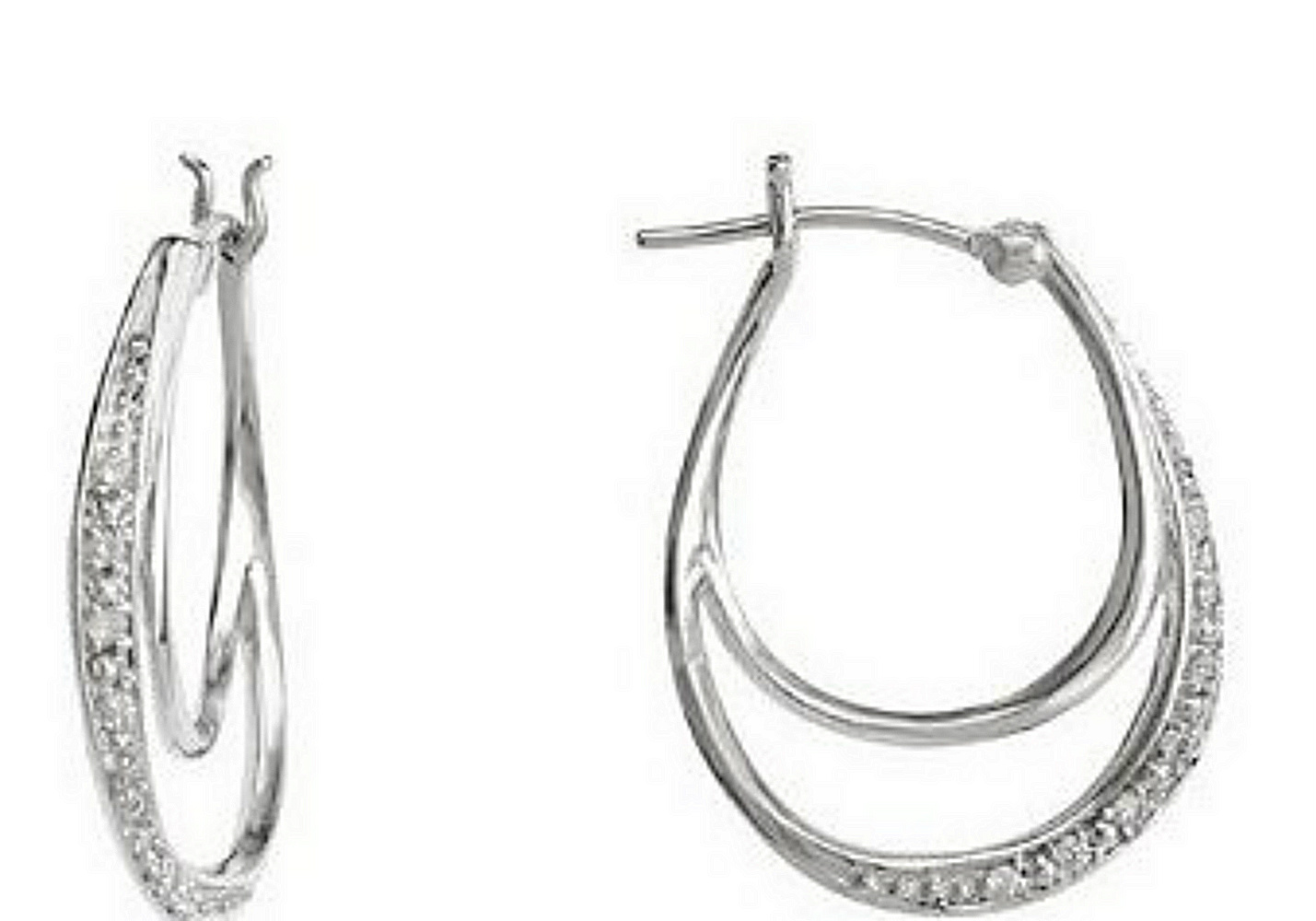 Diamond Hoop Earrings, 14k White Gold (1/10 Ctw, Color G-H, Clarity I1).