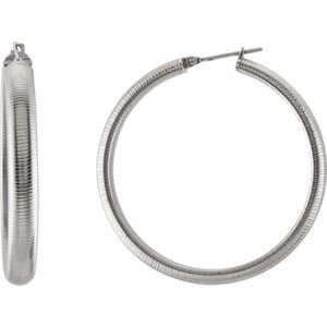 Half Round Textured Hoop Earrings, Stainless Steel.