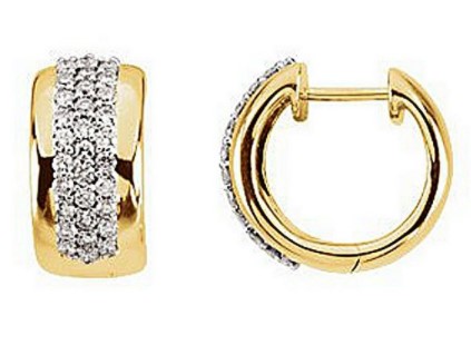 Pavé Diamond Hoop Earrings, 14k Yellow Gold (5/8 Ctw, Color H-I, Clarity I1).