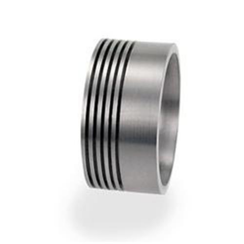 Grooved Pinstripes 8mm Comfort-Fit Titanium Minimalist Stack Rings. 