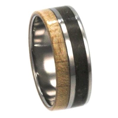 Pet Ashes,Wood Inlay 8mm Comfort Fit Titanium Band. 