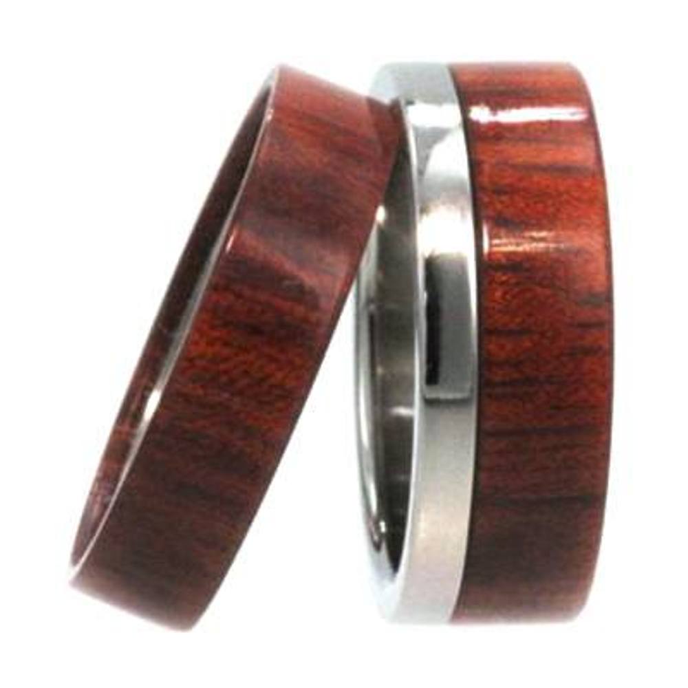 Bloodwood Inlay 7mm Comfort Fit Titanium Wedding Band. 