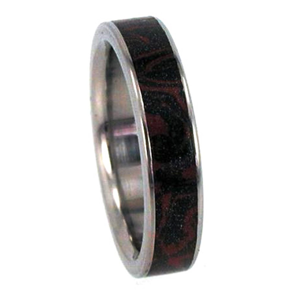 Composite Mokume Gane Inlay 4mm Comfort Fit Polished Titanium Band.  