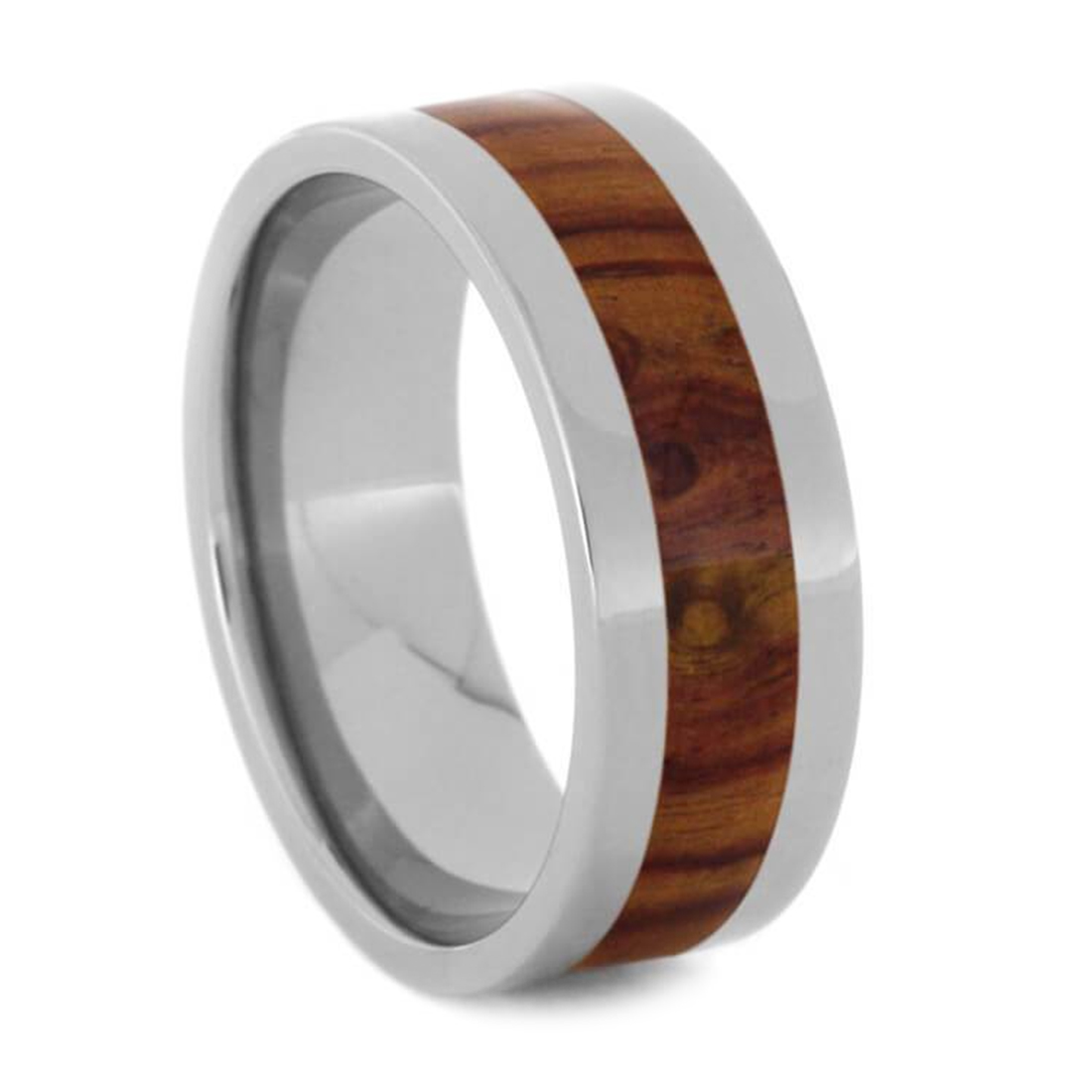 Tulip Wood Inlay 8mm Comfort Fit Titanium Band.