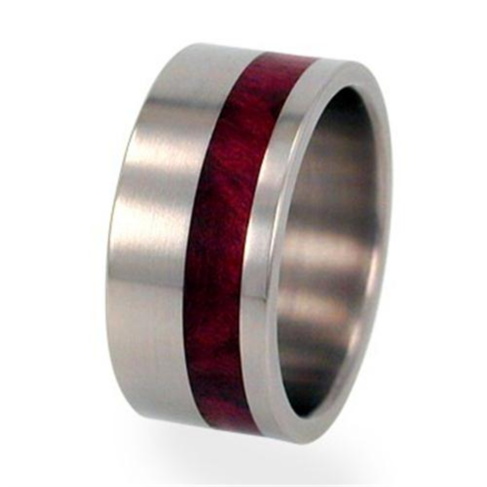 Redwood Inlay 10mm Comfort Fit Titanium Band. 