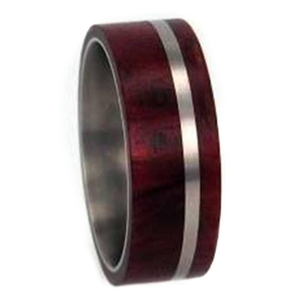 Redwood Inlay 8mm Comfort Fit Titanium Band. 