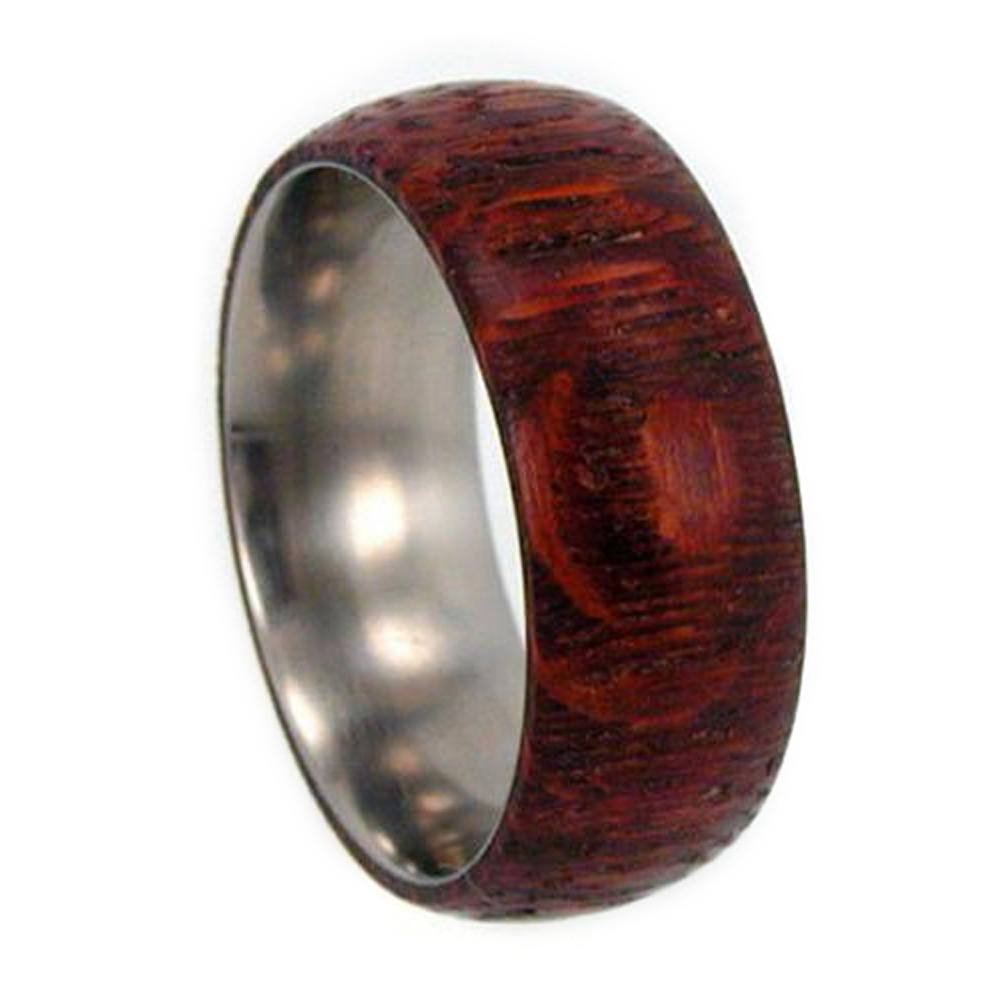 Leopardwood Inlay 8mm Comfort Fit Titanium Band. 