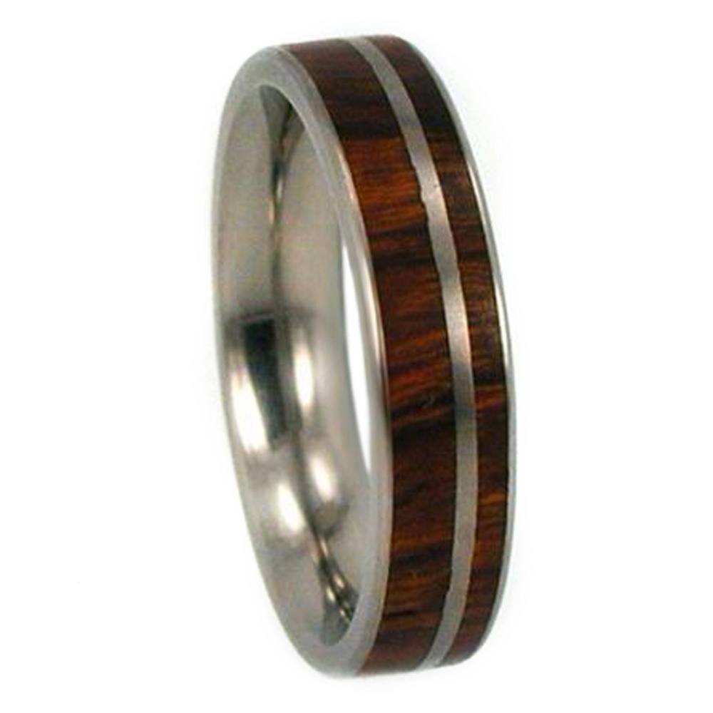 Ironwood Inlay 5mm Comfort Fit Titanium Band. 