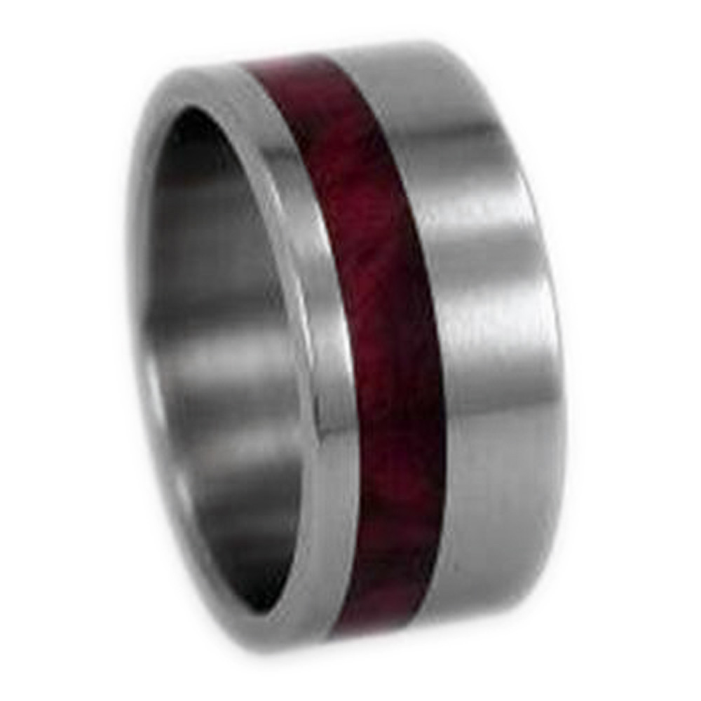 Redwood Inlay 10mm Comfort Fit Titanium Band. 