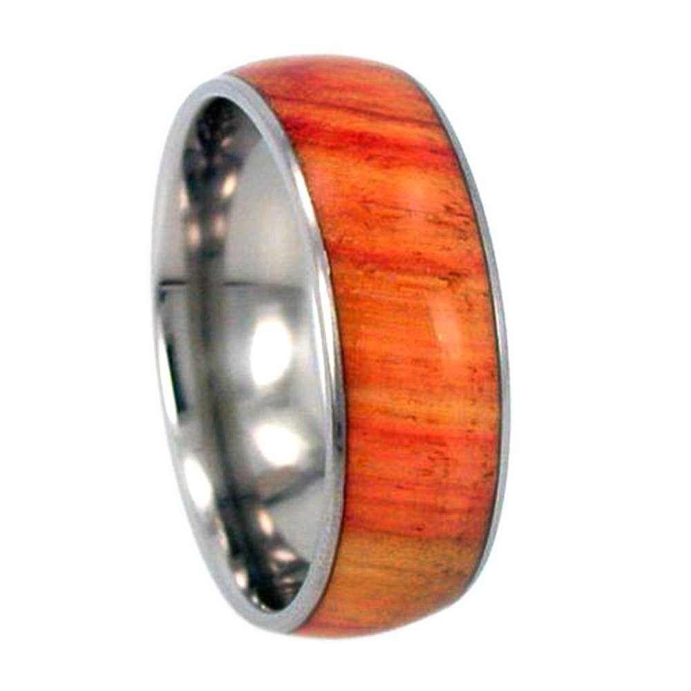 Tulip Wood Inlay 8mm Comfort Fit Titanium Wedding Ring. 