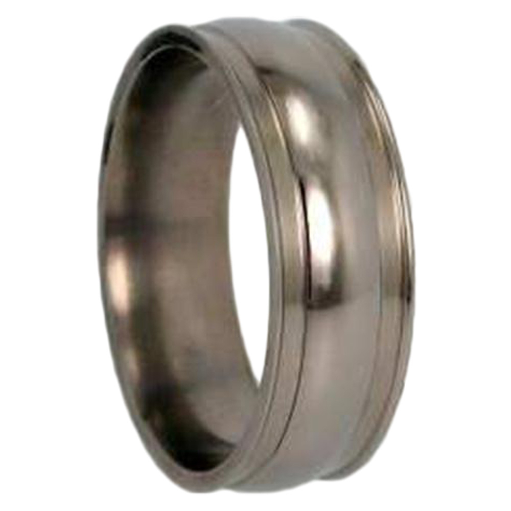 Titanium Round Scooped 10mm Comfort Fit Polished Titanium Wedding Band. 