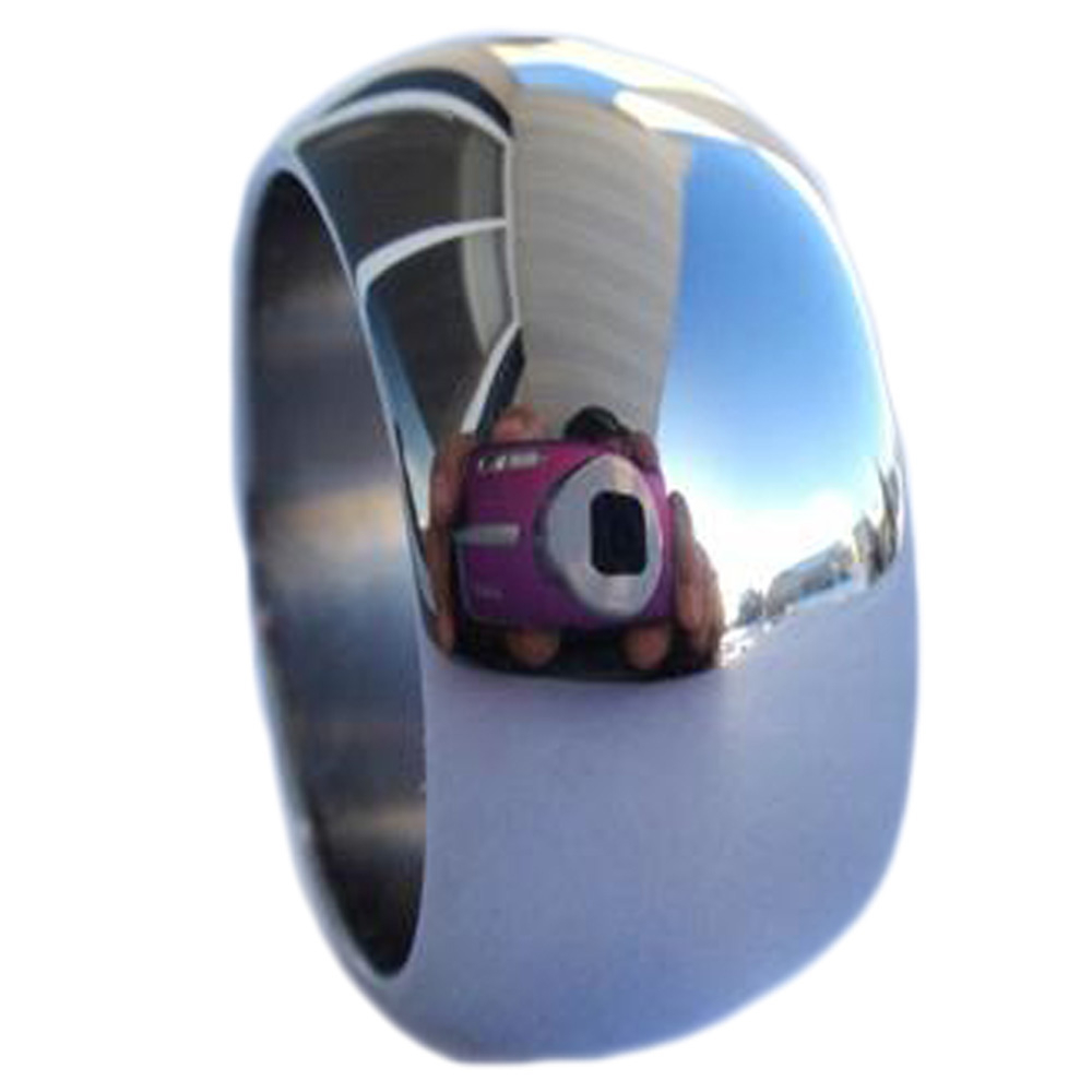 Titanium Overlay 10mm Comfort Fit Mirror Titanium Band. 