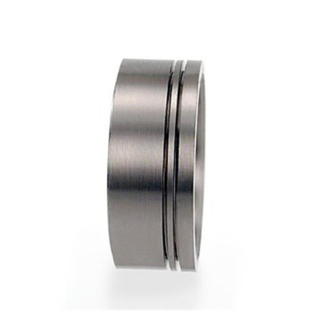 Titanium Pinstripe 1mm Comfort Fit Matte Titanium Band. 