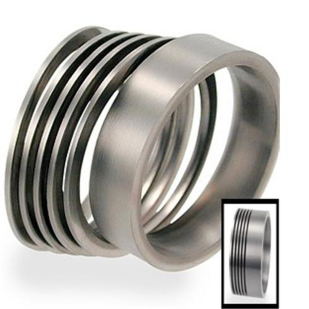 Titanium Overlay 1mm Comfort Fit Matte modern minimalist Ring. 