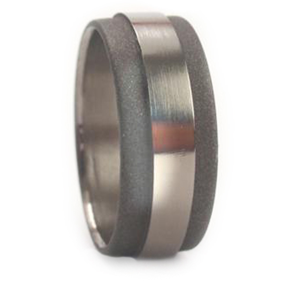 Sandblasted & Brushed Inlay 8mm Comfort Fit Titanium Band. 