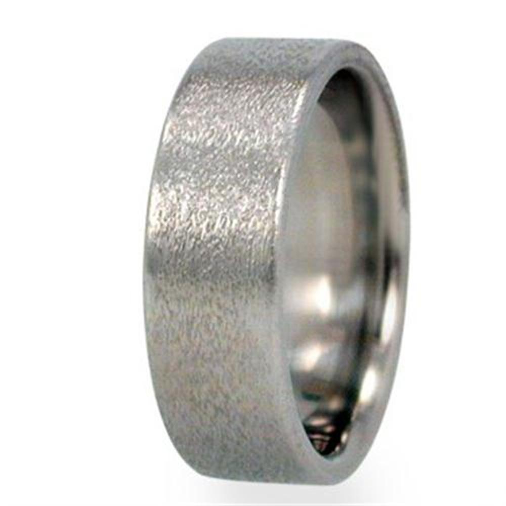 Deep Frosted Titanium Band Inlay 8mm Comfort Fit Flat Profile Wedding Band. 