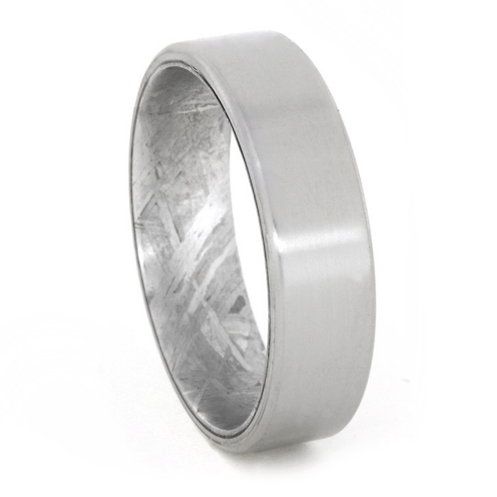 Gibeon Meteorite Inner Sleeve, Titanium Overlay 6mm Comfort Fit Wedding Band. 