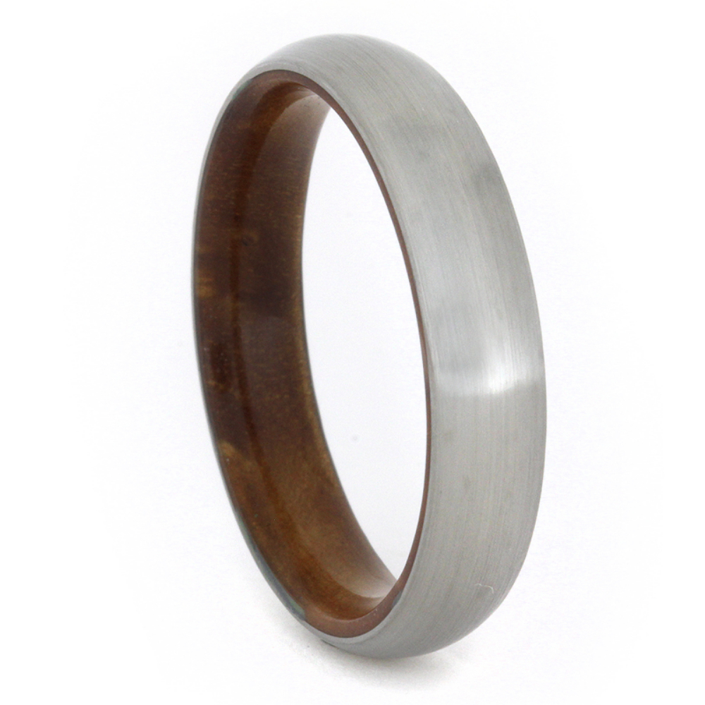 Sindora Sleeve with Titanium Overlay 5mm Comfort-Fit Brushed Titanium Ring. 