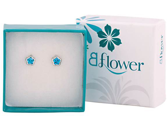 BFlower gift box for the girls birthstone earrings in precious metals.