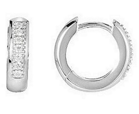 Diamond Hoop Earrings, Rhodium-Plated 14k White Gold (Color G-H, Clarity I1).