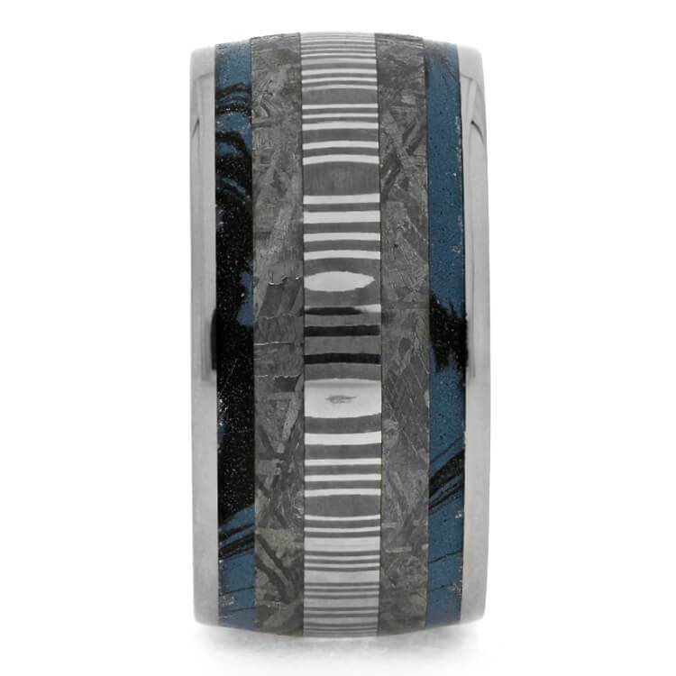 Mokume Gane, Gibbeon Meteorite, Damascus 12mm comfort-fit, hypoallergenic titanium band. 