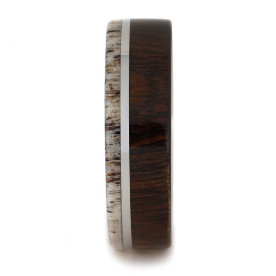 Ironwood Antler Flat Profile Titanium Comfort Fit Band. 