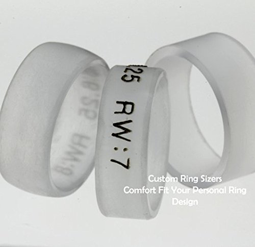 Customized plastic sizing rings sent in the size and width of the handmade Johan Rust ring you ordered; this will verify the ring is the perfect size for you. 