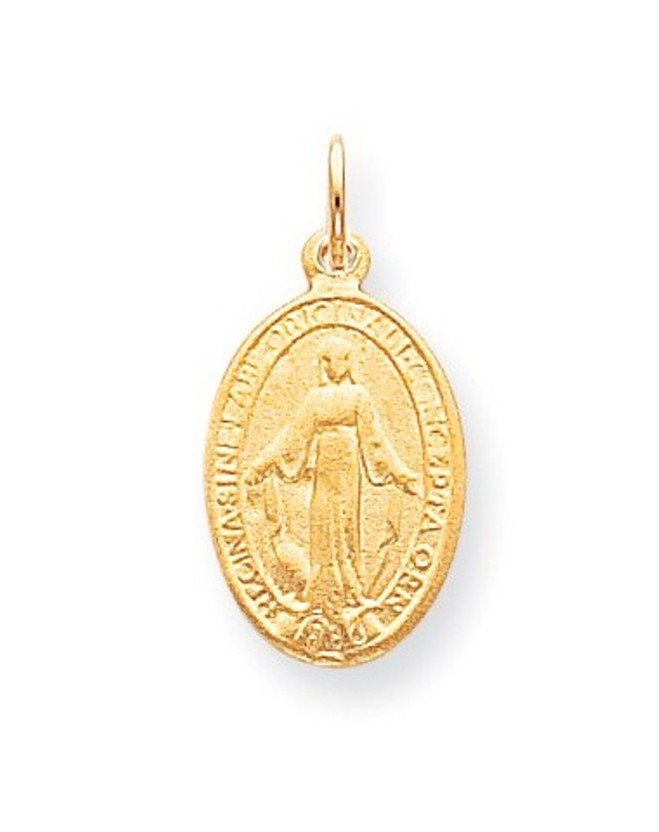 10k Yellow Gold Miraculous Medal (25x11MM)