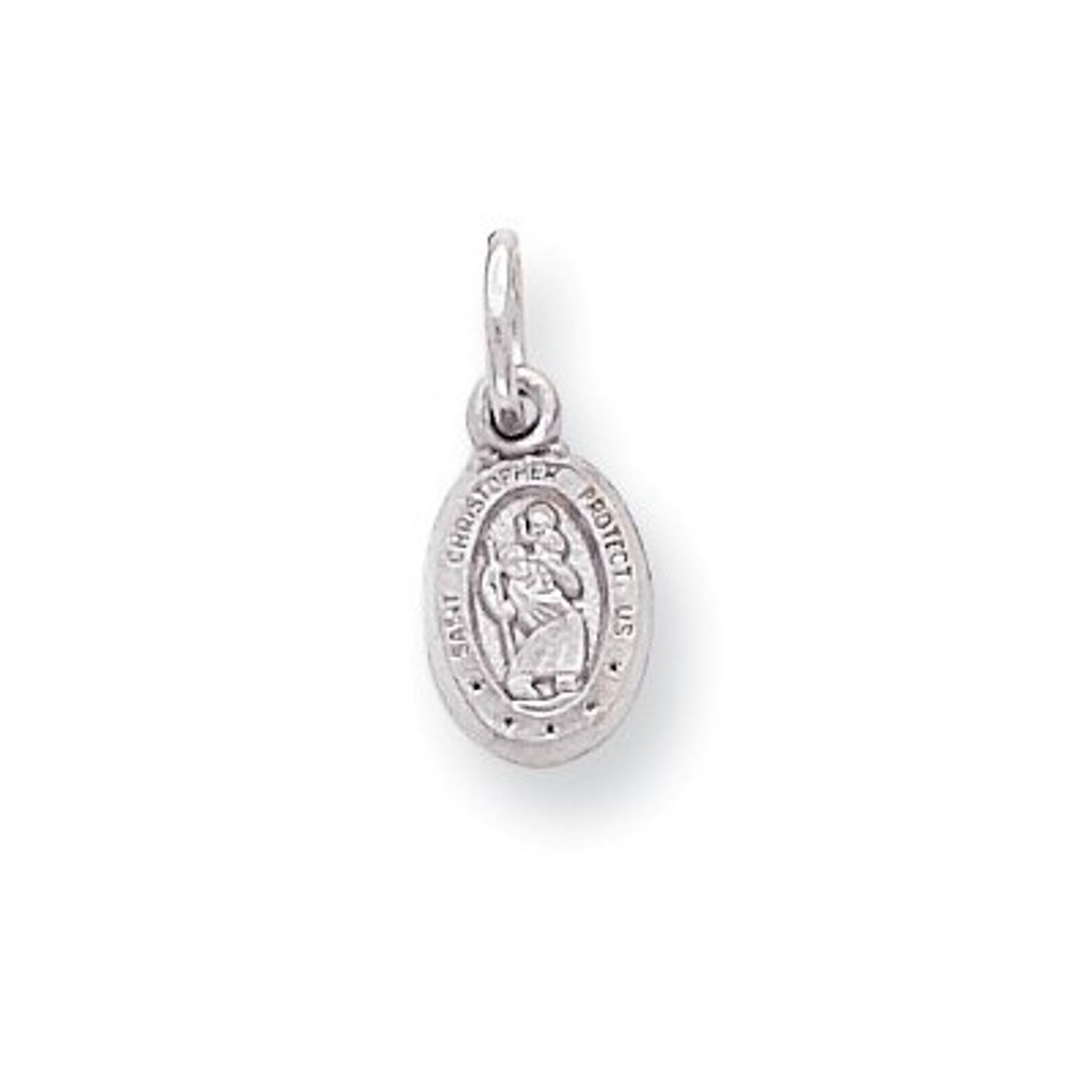 Rhodium-Plated 10k White Gold St. Christopher Medal (15X6MM)