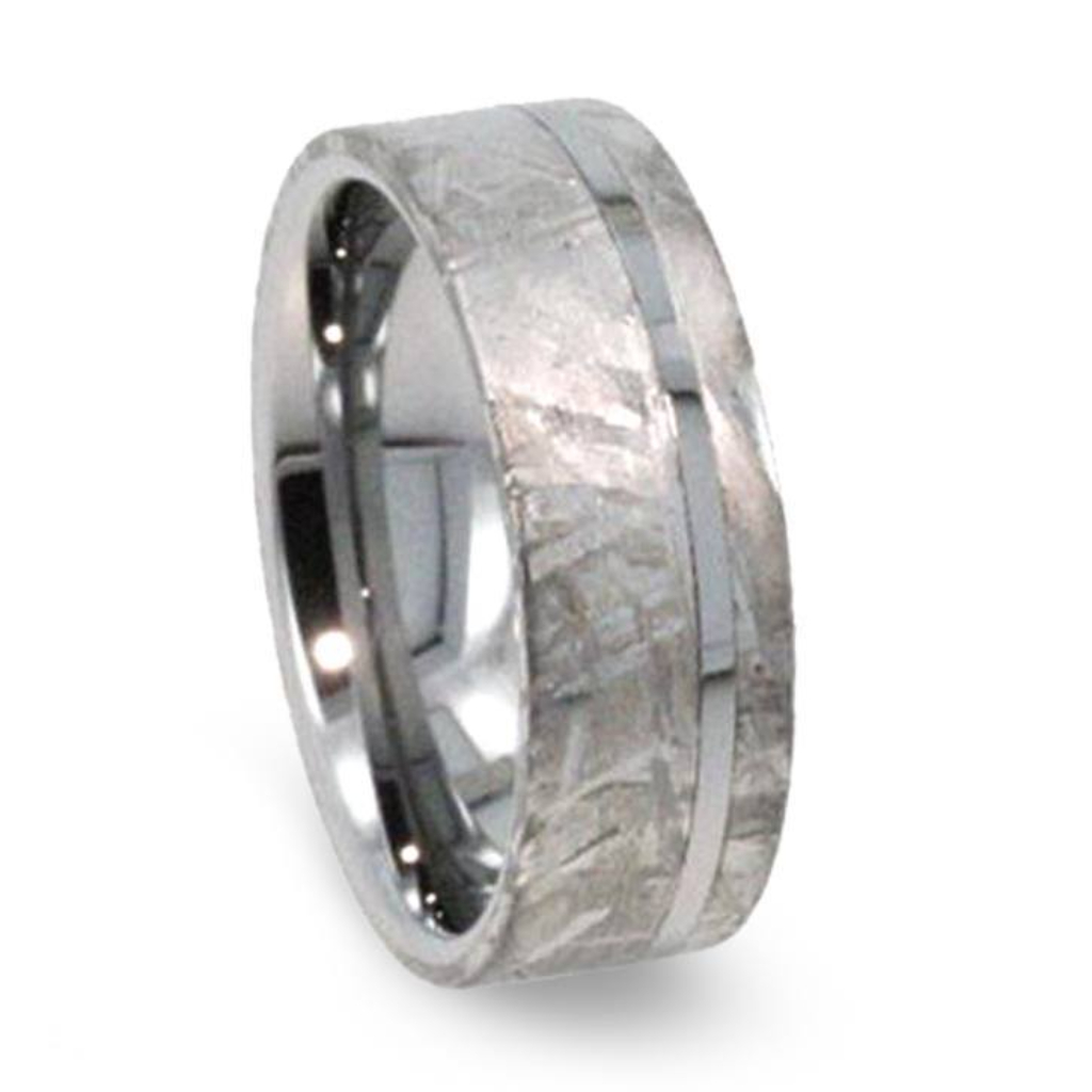 Tungsten Wedding Ring Inlaid With Gibeon Meteorite