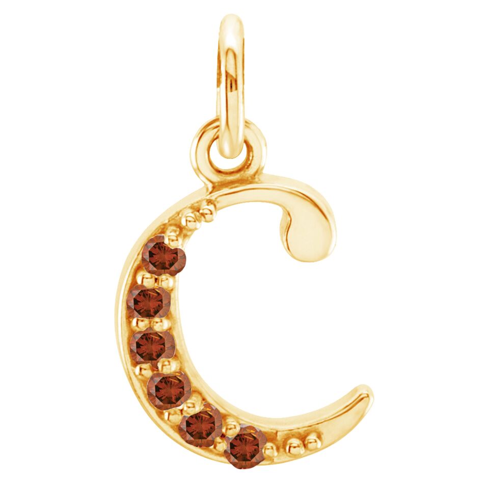 Small case Burnt Orange Round Diamond 'c' pendant.