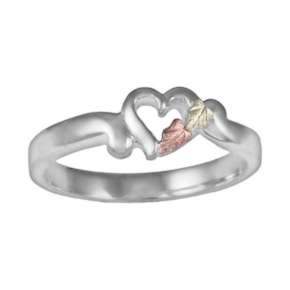 Little Heart Toe Ring, 10k White Gold, 12k Green and Rose Gold Ring Black Hills Motif