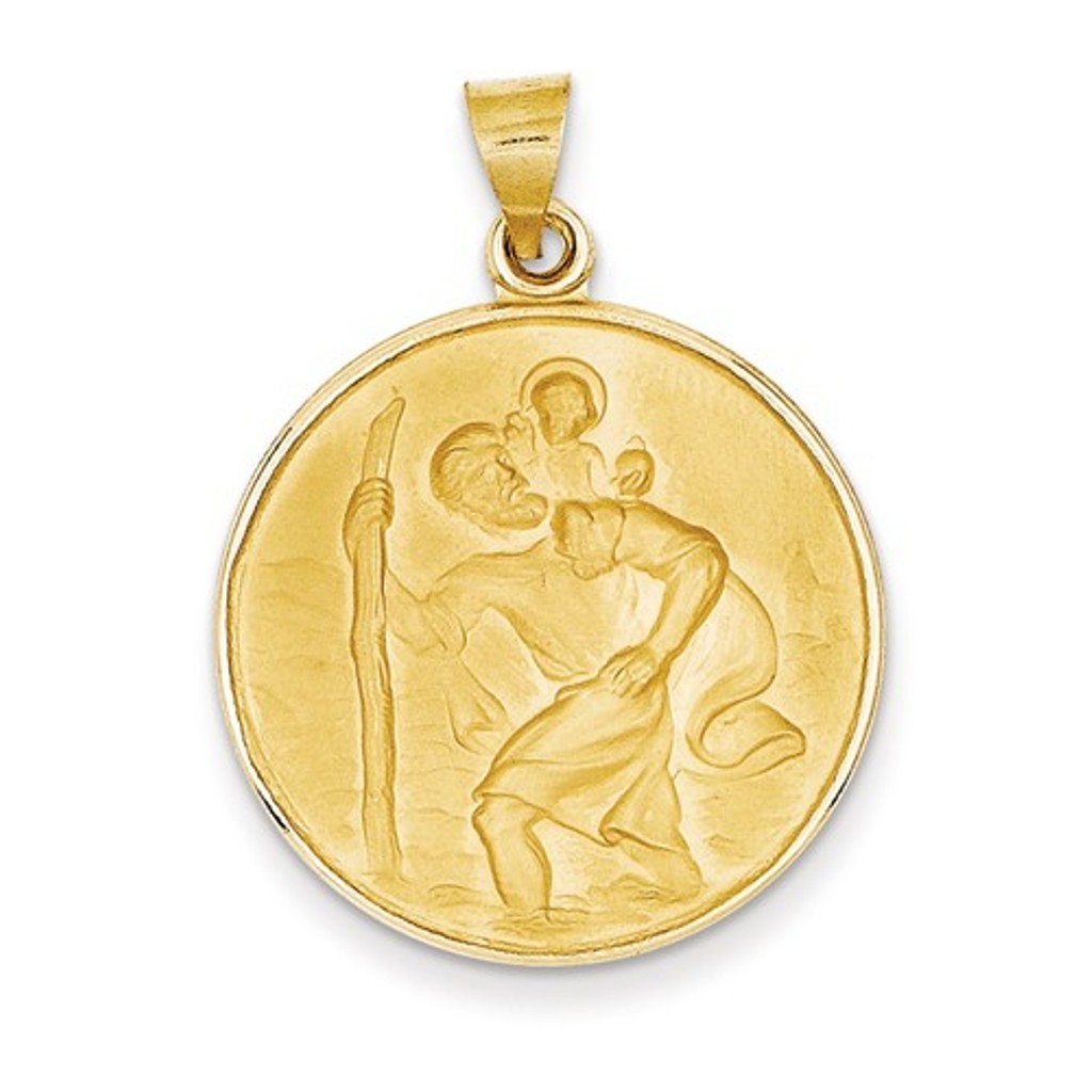 18k Yellow Gold St. Christopher Medal Pendant (33X25MM)