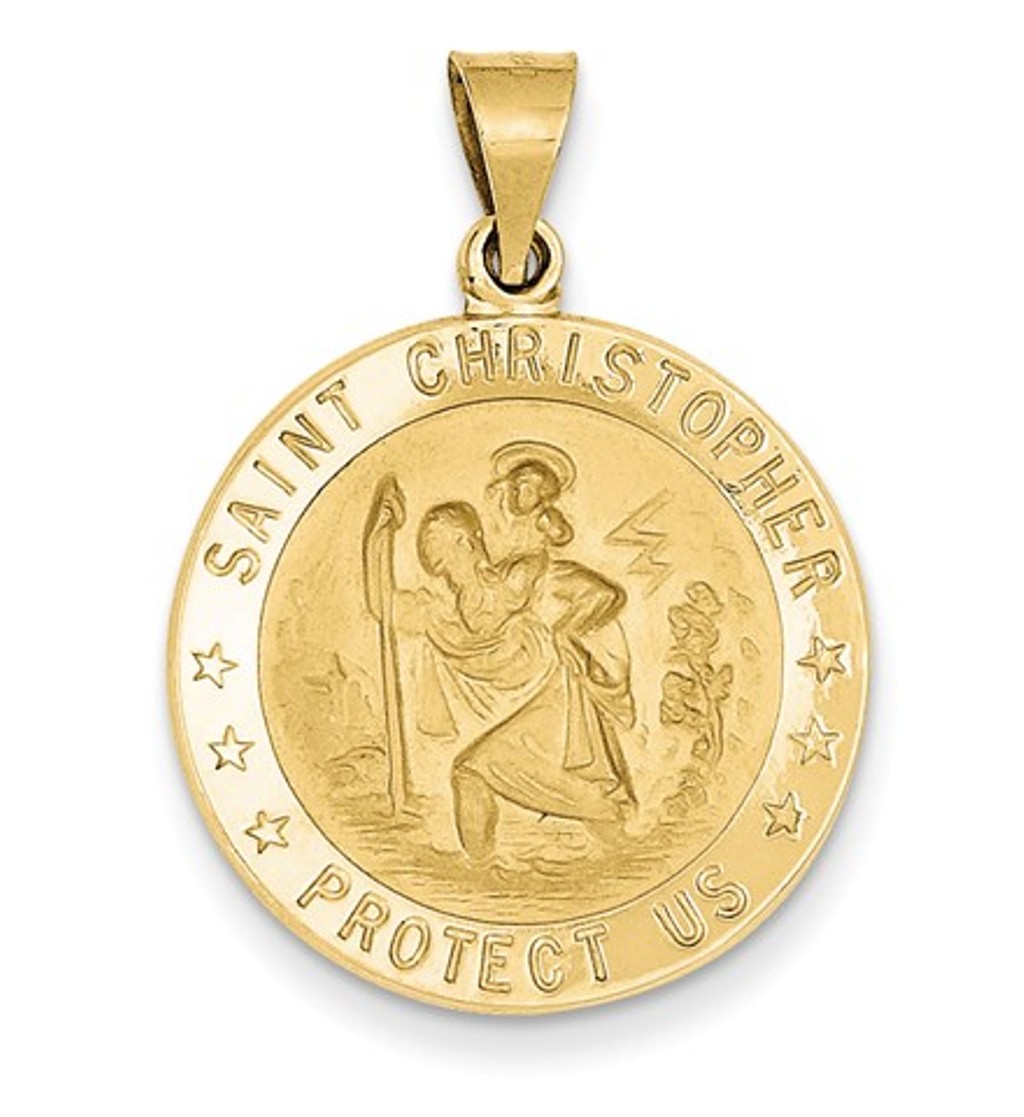 18k Yellow Gold Saint Christopher Medal Pendant