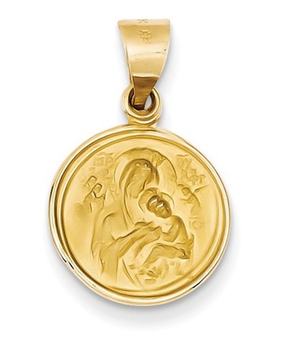 18k Yellow Gold Our Lady Of Perpetual Help Medal Pendant (23X13MM)