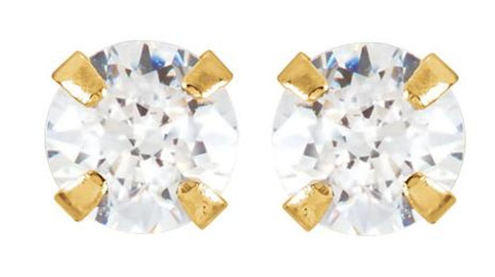 Youth Cubic Zirconia Earrings, 14k Yellow Gold  
