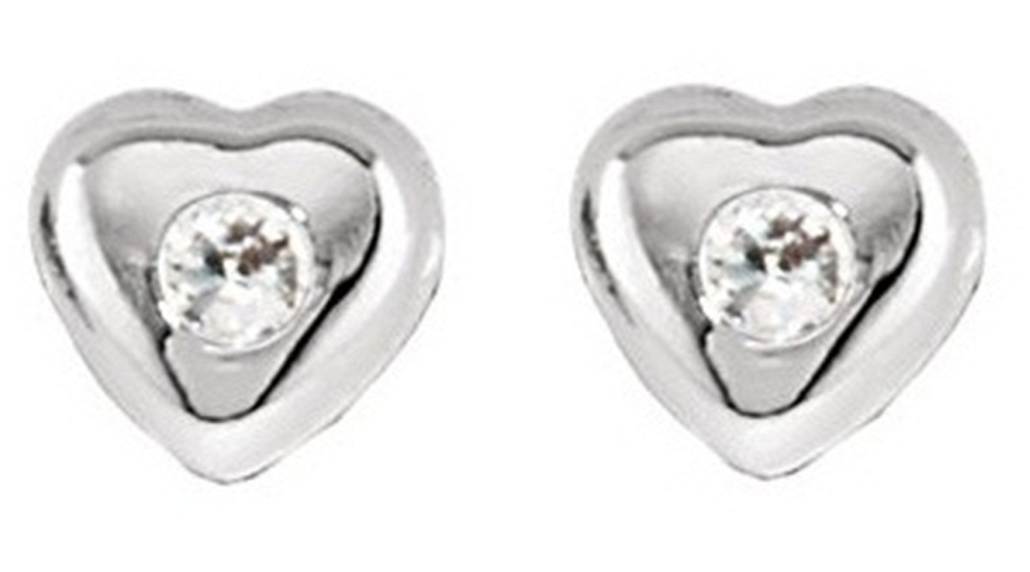 Youth Heart Cubic Zircconia Earrings, 14k White Gold