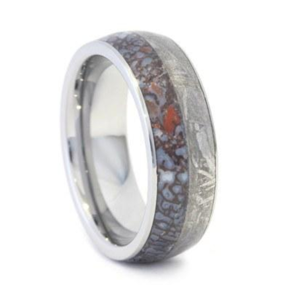    Dinosaur Bone, Gibeon meteorite 8mm Tungsten Comfort-Fit Wedding Band