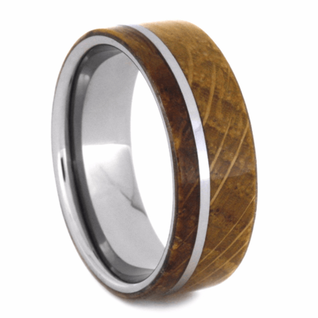 Authentic Whiskey Barrel Oak Wood Tungsten 8mm Comfort-Fit Wedding Band