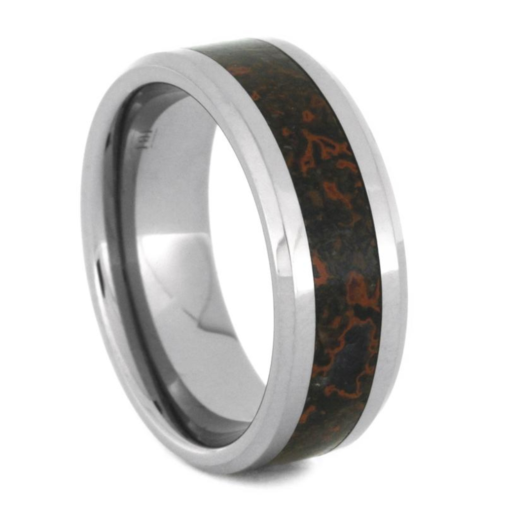 Dinosaur Bone Tungsten 8mm Comfort-Fit Wedding Band