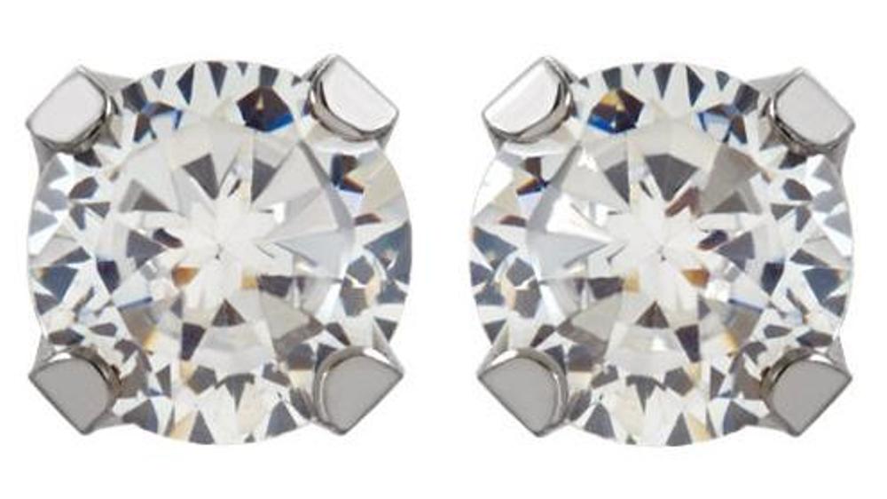 Cubic Zirconia Inverness Piercing Earrings, 14k White Gold-Plated and 14k Yellow Gold
