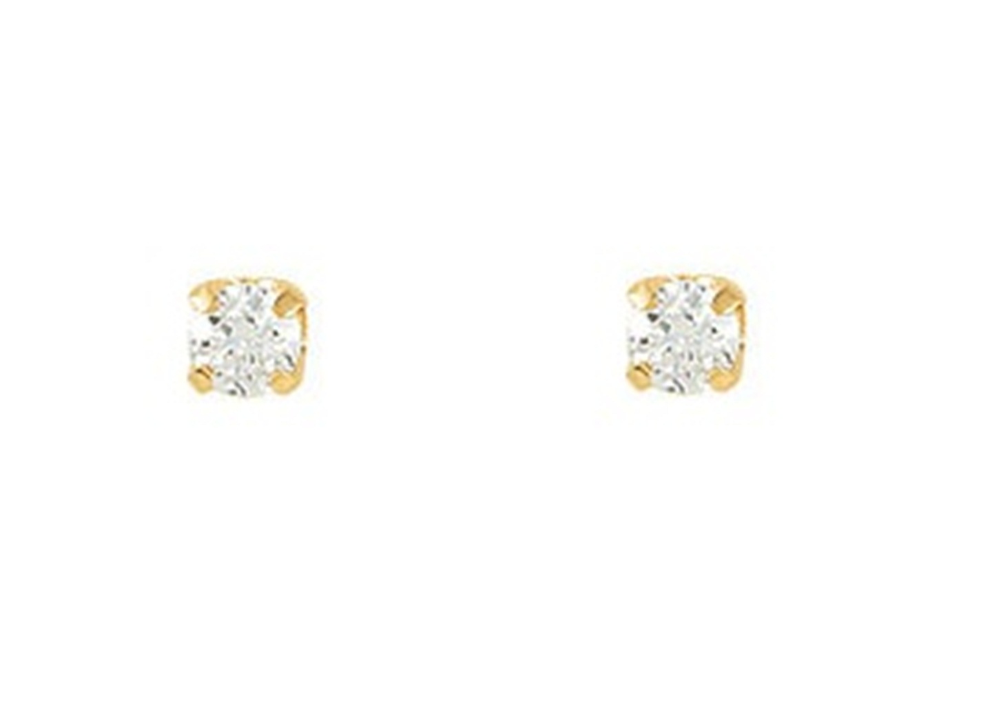 Cubic Zirconia Piercing Stud Earrings, 14K Yellow Gold