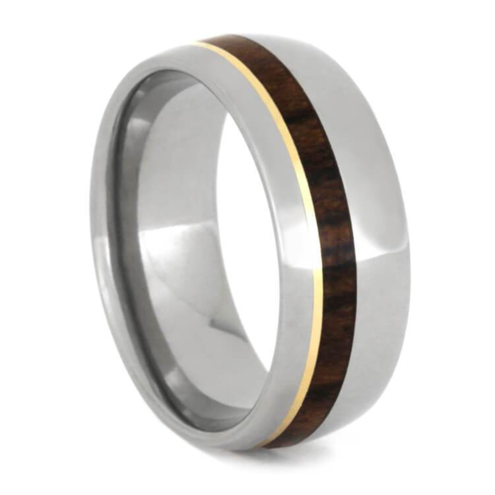 Ironwood, 10k Yellow Gold 8mm Titanium Comfort-Fit Wedding Band