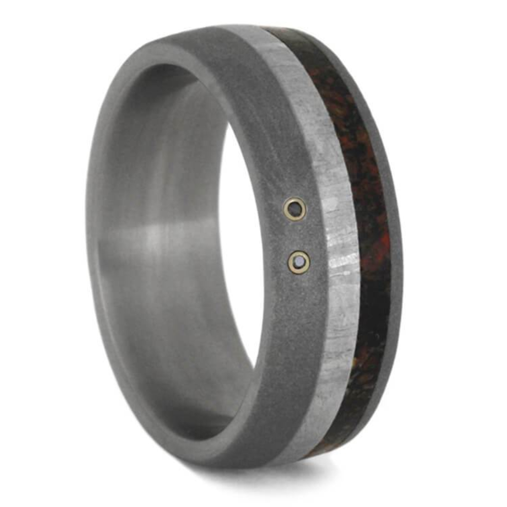 Black Diamond, Dinosaur Bone, Gibeon Meteorite 8mm Sandblasted Titanium Comfort-Fit Wedding Band