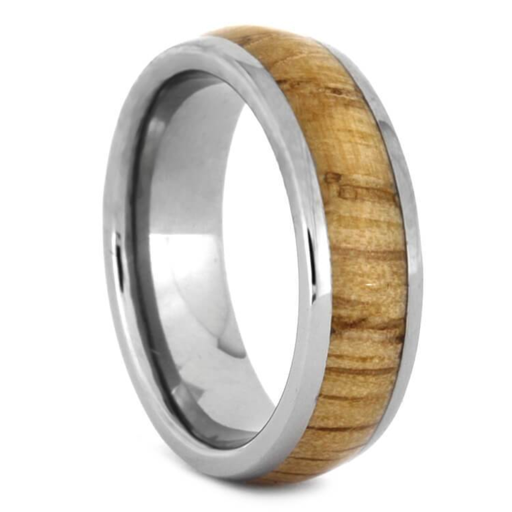 Oak Wood 6mm Titanium Comfort-Fit Wedding Band 