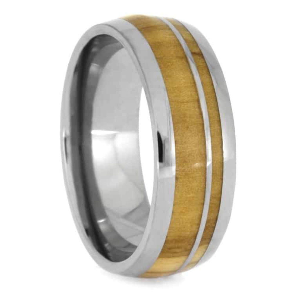 Olive Wood, Titanium 6mm Titanium Comfort-Fit Wedding Band