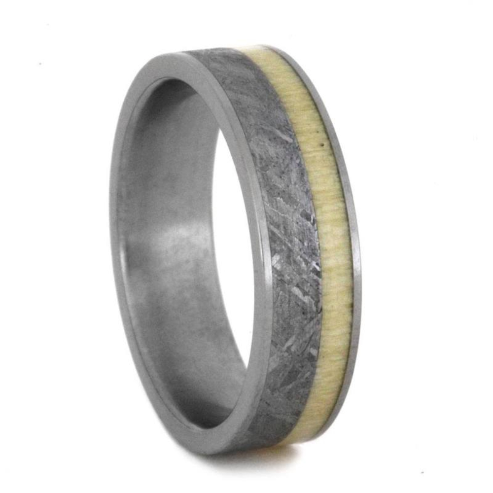 Gibeon Meteorite, Aspen Wood 6mm Matte Titanium Comfort-Fit Wedding Band 