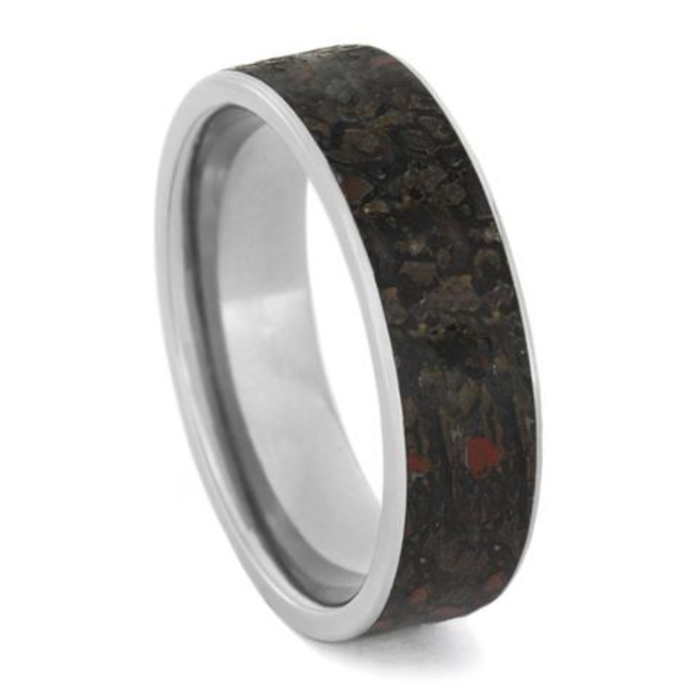 Dinosaur Bone Inlay 8mm Titanium Comfort-Fit Wedding Band 