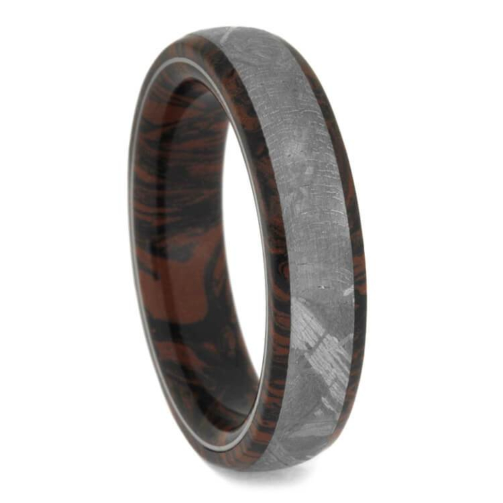 Gibeon Meteorite, Red and Black Mokume 6mm Comfort-Fit Titanium Wedding Band